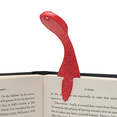 Image of Gifts for Readers & Writers Book Light, Clip On Reading Light for Bed, 2in1 Flexilight & Bookmark, Small & Lightweight with a Soft Glow, 2 Batteries Included, Red
