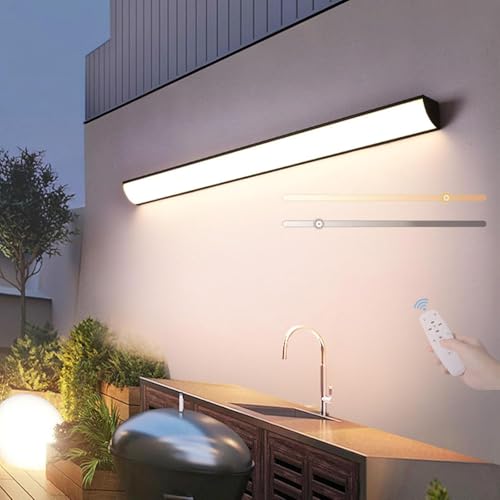 GZZBMY Longue LED Applique Murale Extérieur Dimmable Eclairage Mural avec Télécommande IP65 Étanche Moderne Lampe de Mur 3000K-6500K Intérieur/Extérieur...