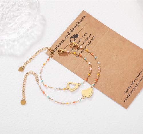 DS Mother Daughter Bracelets Set,18K Gold Plated Stainless Steel Heart Jewelry for Women Girls,Mothers Day Gifts for Mom/Daughter,Adjustable Matching Bracelets for Mommy and Me gift box packaging3