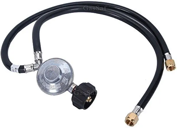 GasSaf 2 Feet Y-Splitter Low Pressure Propane Regulator Double Hose Outlet Kit with Two Hose for Type1 QCC1 Propane Tank, Most LP/LPG Gas Grill and Propane Appliance