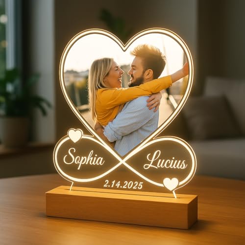 Lámpara LED personalizable de mesa con grabado de pareja miniatura 6