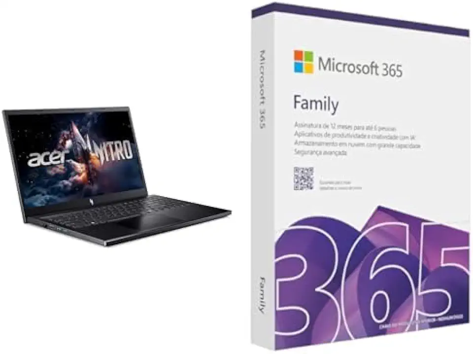 Notebook Acer Nitro V15 ANV15-52-51E4 Intel Core i5 16GB 512GB SSD Tela 15,6 Led IPS 165Hz (RTX 4050) FHD Windows 11 + Microsoft 365 Family (12 meses) até 6 usuários