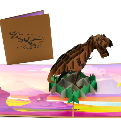 Image of Rykamia Dinosaur Pop Up Card - T-Rex & More, Perfect for Kids' Birthdays & All Occasions