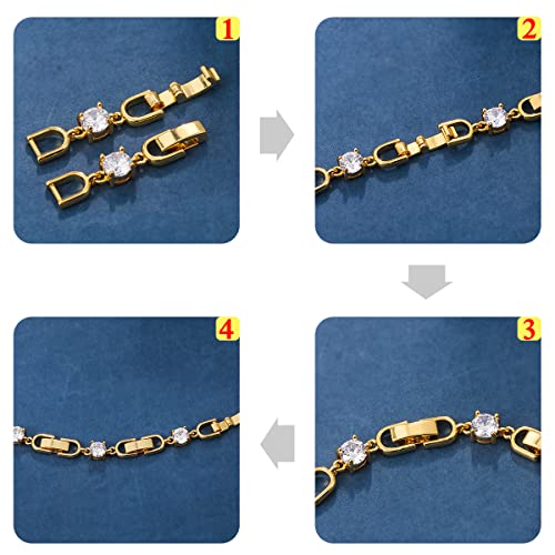 Meedoz 4.5Mm Wide Necklace Bracelet Extenders Clasp, 3Pcs White Gold Plated Cubic Zirconia Foldover Extension Jewelry Clasp Sets For Jewelry Making (Gold 4.5Mm) #TOP3
