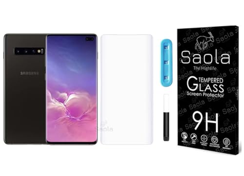 Image of Saola Curved UV Tempered Glass For Samsung Galaxy S10+. Comes With UV Light & Glue For Finest Pasting. Edge To Edge Protection With Case Friendly Fit. (Pack Of 1)