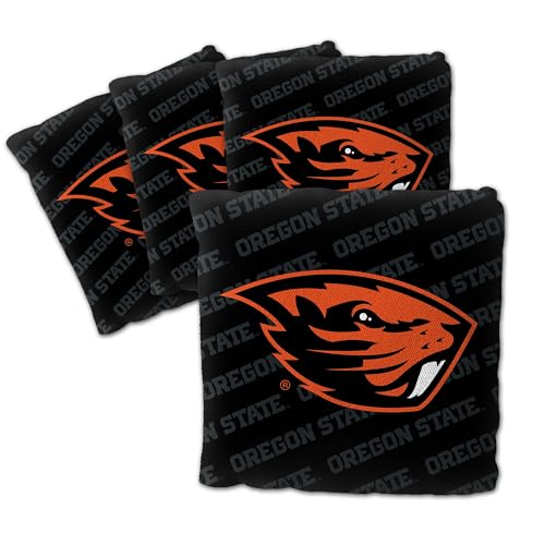 YouTheFan Officially-Licensed NCAA Oregon State Beavers Set of 4 Cornhole Bags - All Weather Regulation 6” x 6” Size - 16oz Weight - Designed in USA