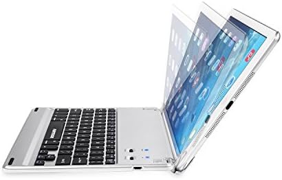 Arteck Ultra-Thin Apple iPad Air 2/9.7-inch iPad Pro Bluetooth Keyboard Folio Case Cover with Built-In Stand Groove for Apple iPad Air 2 with 130 Degree Swivel Rotating-Silver
