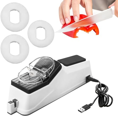 Aiguiseur de couteaux électrique, affûteur de couteaux automatique multifonctionnel, interface USB, affûteur de couteaux de cuisine électrique, affûtage et polissage rapides en 5 secondes, outils de c