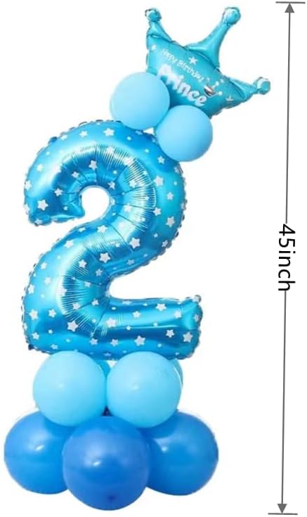 Miniatura 2 de Globo de papel de aluminio de 32 pulgadas, corona azul número 2, globo gigante de papel de aluminio número 2, globo de segundo cumpleaños,