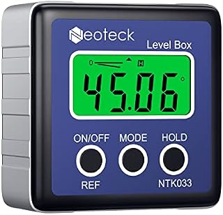 Neoteck Digital Angle Finder LCD Digital Angle Gauge Waterproof Protractor Inclinometer Bevel Box for Helicopter Bevel Angle of Miter Saw Automobile Test and Repair and ect-Blue