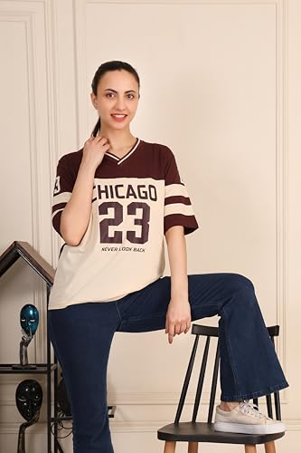 Image of BLACKSTEP Women Oversized Cotton Jersey Tshirt | Loose Fit Streetwear Casual Top | Drop Shoulder Longline T Shirt for Girls College Wear Travel Gym Daily Outfit