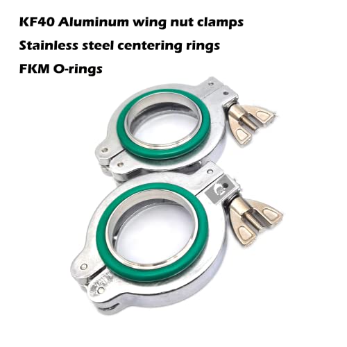 Aluminum KF40 NW40 Wing nut clamp Sets, Stainless Steel Centering Rings, FKM viton O-Ring (Aluminum KF40 2 Sets)