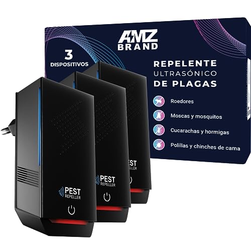 AMZ BRAND Repelente Ultrasónico de Plagas - Paquete de 3, Repelente contra Ratones, 3 Modos,...