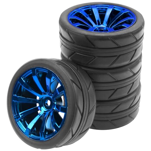 ShareGoo OD 2.55' Rubber Tires w/Plastic Wheel Rims 12mm Hex Compatible with HSP Tamiya Kyosho...