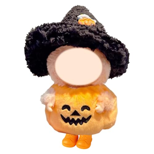 Halloween-Outfit Set für 17 cm Puppen – Hexenhut, Kürbiskostüm & Mini-Schuhe, DIY Puppenkleidung für Dekoration und Foto...