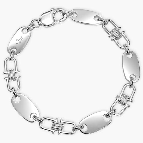 TAIPAN - Armband für Herren Plattenkette 925 Sterling Silber 8 mm breit 22 cm lang - Steigbügelkette mit beweglichen Gliedern - Statement Armkette für Männer mit Echtheitszertifikat - Made in Italy