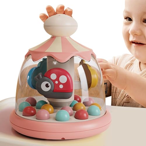 Kids Press Carousel Toy - Push And Spin Rotating Toy, Engaging Spinnings Carousel With Music Lights And Sounds | Ideal Interactive Toy For Toddler, Encourages Creative Play And Motor Skill Development