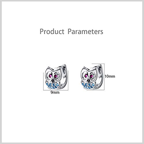 Cute Cz Owl Small Hoop Earrings For Women Girls 925 Sterling Silver Cubic Zirconia Huggie Animal Hoops Cuff Clip On Wrap Fashion Hypoallergenic Jewelry Birthday Holiday Gift For Girl #TOP4