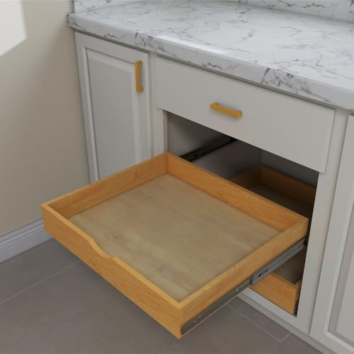 Elysian Roll-Out Shelf Organizer, 20" W × 21" D Cabinet Pull-Out Drawer with Full-Extension 35mm Ball-Bearing Rails, Wooden Slide-Out Storage Tray for Kitchen Base Cabinets