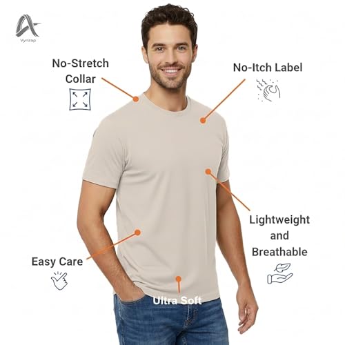 Image of Men's 100% Cotton Crew Neck T-Shirt | Regular Fit | Soft & Breathable | Casual Everyday Wear