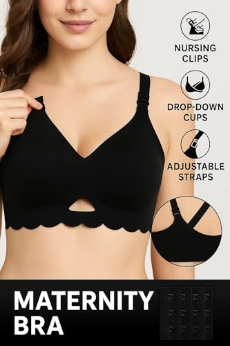 Image of ELEG & STILANCE Maternity Feeding Bra Padded Nursing Bra with Adjustable Straps Easy Baby Breastfeeding New Moms
