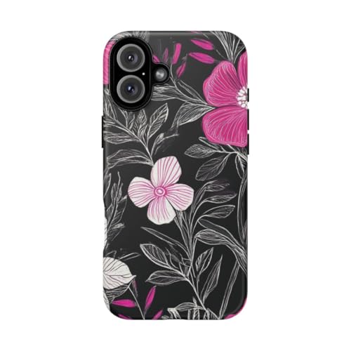 Coque iPhone 16 Plus motif floral rose rigide mate