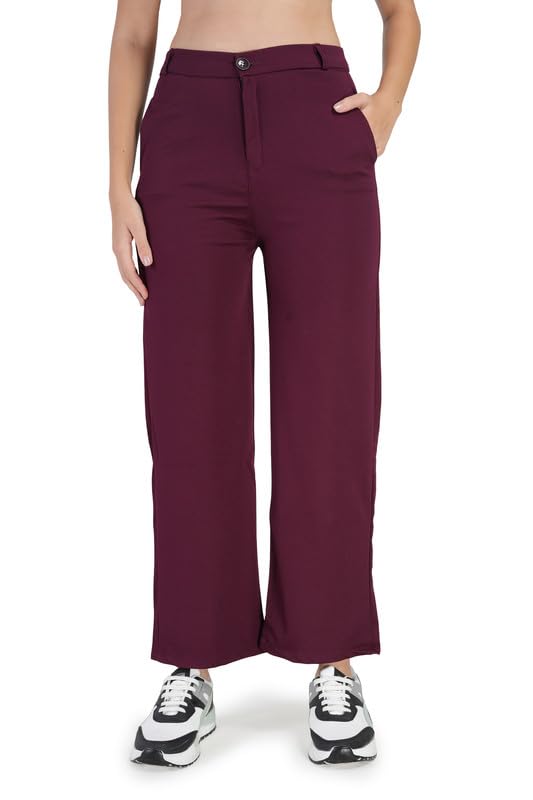 CALTUS FASHION Ribbed Stretchable Flared Pants for Women
