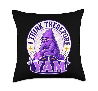 I Think Therefore I Yam Ube Pun Purple Yam Dad Joke Throw Pillow