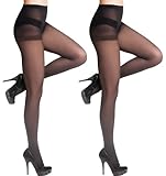 ValueBargain 2PCS Sheer Tights Black, 20d High Waist Womens Sheer Black Tights, Strong Stretch Control Top for Women Everyday Wear (Suitable for Those Weighing Under 75kg or with a Waist of 24-80cm.)