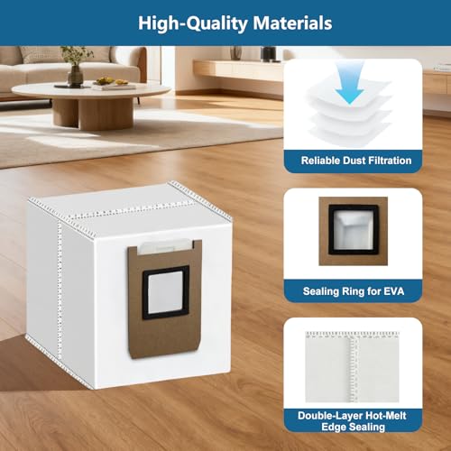 Image of WAIKAS 20 Pack E25 E28 Vacuum Bags for Eufy E28 Omni, E25 Omni, and E20 Robot Vacuum Cleaners- Large Capacity Replacement Accessories