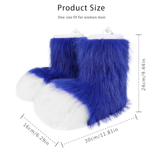 Image of Animal Fuzzy Slippers Bear Cat Wolf Dog Fox Fursuit Feet Paw Claw Shoes Furry Boots Costume Accessories for Adult Kids