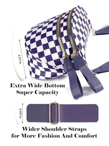 Image of Black and White Checkered Crossbody Bag Bum Bag for Women,Spacious Checkered Purse Fanny Packs Belt Bag