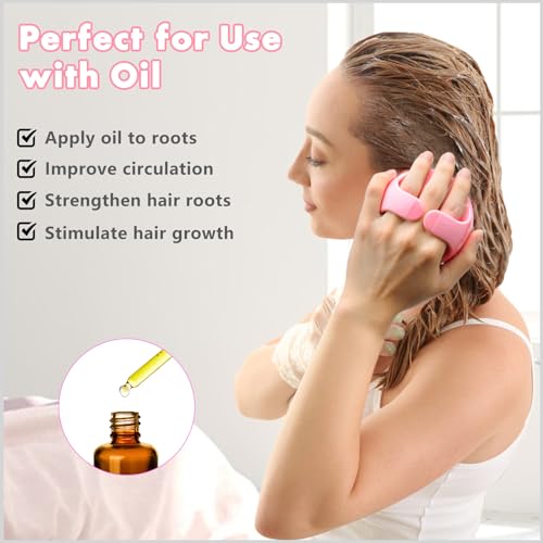 Image of FREATECH Hair Scalp Massager Shampoo Brush with Long & Soft Silicone Bristles for Scalp Care, Gentle Scrub to Exfoliate, Intensive Massage to Relax The Head, Dandruff Removal and Hair Growth, Pink