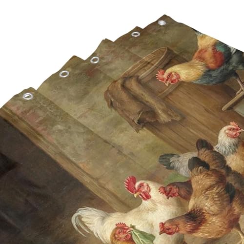 Rideau de bain anti-moisissure imprimé poulet pour douche propre et sèche - 5