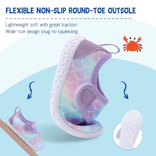 Image of LeIsfIt Toddler Water Shoes Boys Girls Barefoot Aqua Socks Kids Breathable Quick-Dry Swim Shoes for Beach Pool Surf