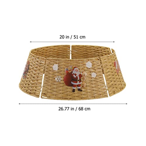 Angoily Rattan Christmas Tree Collar, Natural Woven Christmas Tree Ring, Christmas Tree Collars With 15Pcs Christmas Stickers For Artificial Trees And Holiday Christmas Tree Decoration (Brown) #TOP2