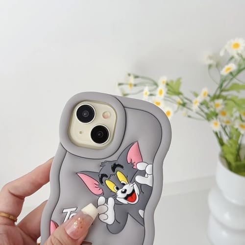Image of MIDOS Back Cover Compatible with iPhone 14 Plus Soft Silicone 3D Cute Cartoon Full Protective Case for iPhone 14 Plus (Grey)