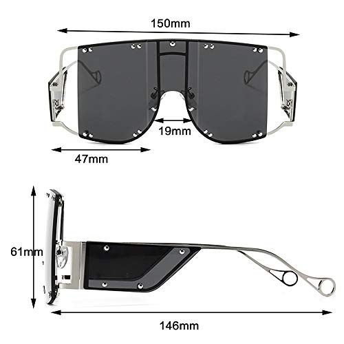 Image of COTIA /Fashion Square Sunglasses Women New Oversized Mirror Men Shades Glasses Luxury Brand Metal Rivet Fashion Female Eyewear