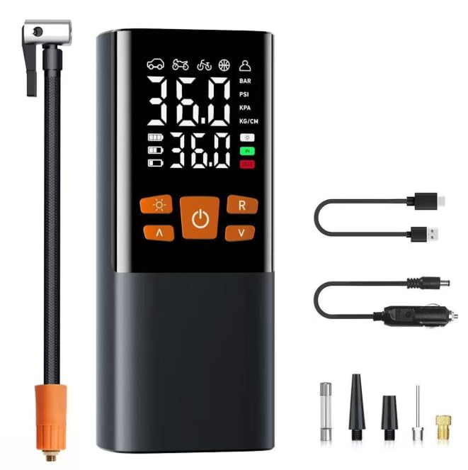 Elektrische Luftpumpe, Fahrradpumpe - 150PSI Tragbare Mini Kompressor, Akku Luftpumpe, Elektrische Fahrradpumpe, Akku Kompressor, für Auto, Motorrad, Fahrrad, Bälle, als Taschenlampe und Powerbank