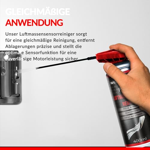 Werkxheld Luftmassenmesser-Reiniger Luftmassensensorreiniger | 400 ml | Präziser Reiniger für Luftmengensensors | Rückstandsfrei & Schonend | Verbessert Sensorleistung & Motoreffizienz