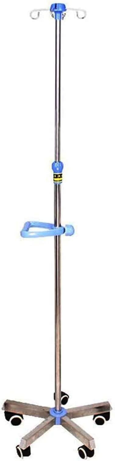 IV Stand Iv Pole with Wheels Height Adjustable Drip Stand Portable IV Pole Stainless Steel Drip Stand for Home Care The Elderly (Color : Round Tray) (with Armrests)