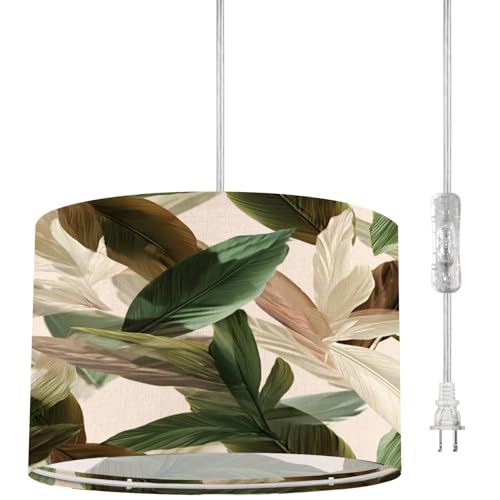 Plug in Pendant Light Foliage seamless heliconia Ctenanthe oppenheimiana plant