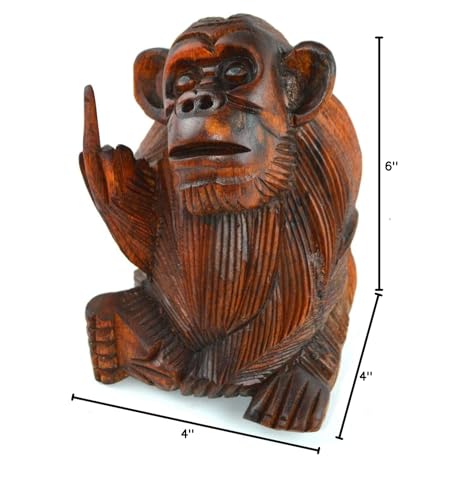 6 Inch Rude Monkey Flipping The Bird Middle Finger Wooden Statue WorldBazzar Brand