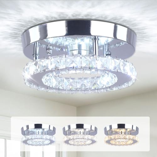 Cainjiazh Mini Crystal Chandelier Modern Led Chandelier Semi Flush Mount Crystal...