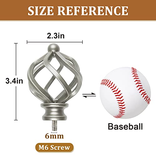 Kamanina TW-030000284-US-F1 Top-Bead Twisted Cage Replacement Finials For 3/4 Or 5/8 Inch Curtain Rod, Antique Silver,2Pcs thumb #3