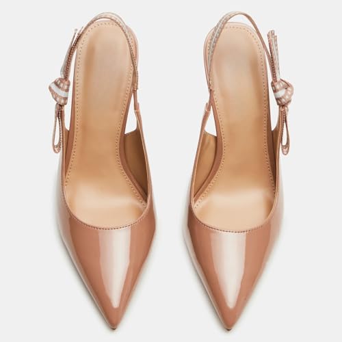 Yishaweiqi Embroidered Floral Mesh Slingback Heels for Women Slip on Bow Knot Stiletto High Heels Pointed Toe Pumps Dress Wedding Shoes4