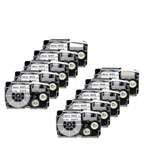18mm�݊����x���e�[�v5pk 10pk for XR-18we�v�����^�[���{���~�b�N�X�J���[�����e�[�vCW-L300 kl-120 kl-430 kl-750���x�����[�J�[(10PK Black on White)