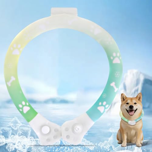 Paerduo 犬 クールネック 犬用ネッククーラー 【18℃自然凍結/PCM50%増量/持続冷却】NASA認証 猫足ボタン 脱落防止設計 犬 首冷やす 冷感リング ひんやりリング 軽量タイプ クールリング 冷え首輪 氷結ベルト 繰り返し使用 子犬 猫用 ペット 犬 暑さ対策 散歩 夏用品 アウトドア 小型犬中型犬用 (グリーン, Mサイズ)