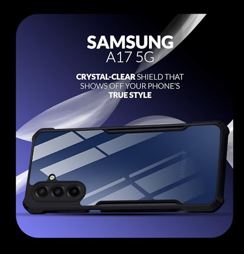 Image of Back Cover Case + Screen Protector for Samsung Galaxy A17 5G | Transparent Black | TPU & PC Anti Yellow Mobile Phone Case Cover for Samsung Galaxy A 17 / A17 5G | 360 Degree Protection