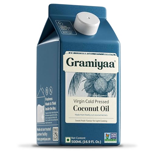 Image of Gramiyaa Cold Pressed Virgin Coconut Oil 500 Ml | Chemical-free, Zero Trans-fat Cooking Oil | Unrefined | Fresh Protect Pack